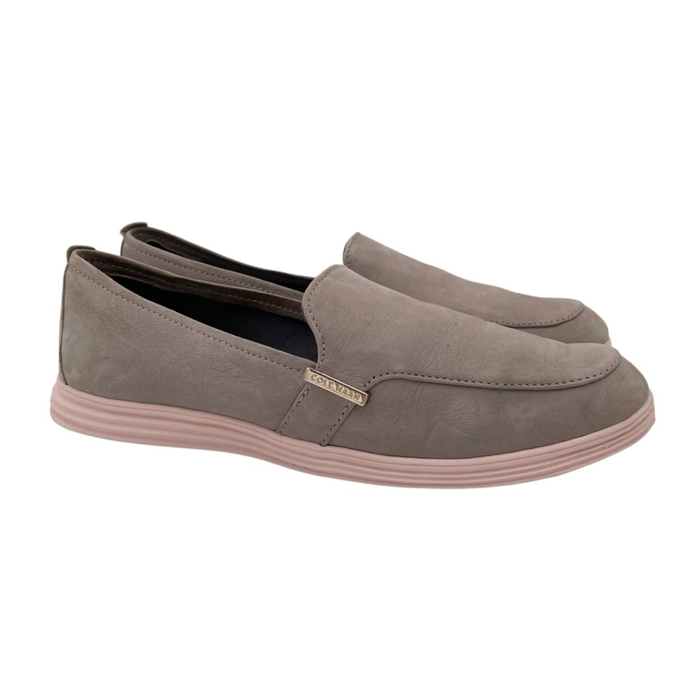 Cole Haan Ella Suede Loafers Taupe Grey Womens Size 8 Slip On Style Comfort Shoe